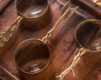 Gold Leafed Arrow Handled Magnifying Glass