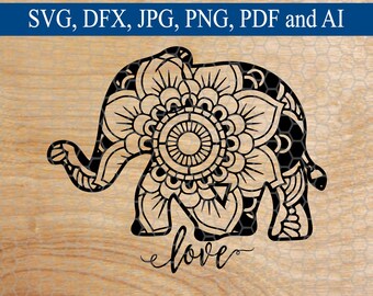 Elephant SVG, Elephant Mandala svg, Mandala, Svg Mandala, Mandala svg, Animal SVG, Commercial Use SVG, Cut File