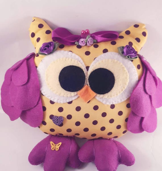 purple stuffed owl