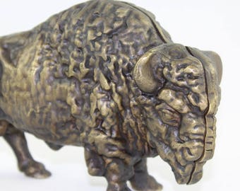 Piggy Bank- Buffalo Coin Bank- Cast Brass Bank