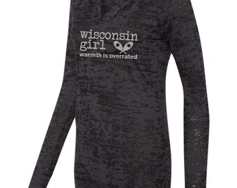 Wisconsin Girl Glitter Burnout Hoodie