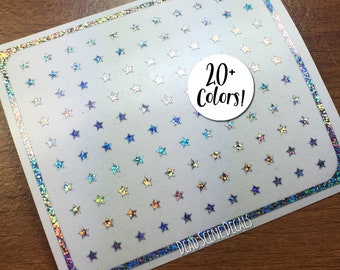 Glitter MICRO Star Nail Decals - Tiny Holographic Sparkle Rainbow Vinyl Nail Stickers For Nail Art