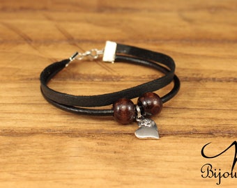 Bracelet leather with heart