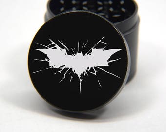 Laser Engraved Herb Grinder - Batman Dark Knight Rises Logo Artwork Design 4 Piece Grinder #202