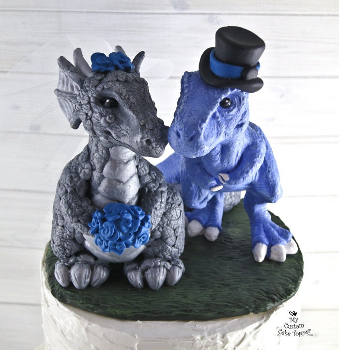 T-Rex and Dragon Wedding Cake Topper - Realistic Dino and Dragon ... T-Rex and Dragon Wedding Cake Topper - Realistic Dino and Dragon ...