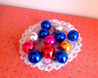 Vintage Christmas ornaments, Cute set of 12 small glass Christmas tree ornaments