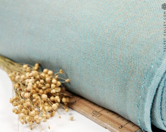 Linen turquoise golden fabric -Light teal blue heavy fabric- Silky look luxurious dense thick linen- Linen for bedspreads