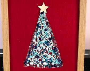 Handmade beaded Christmas tree.