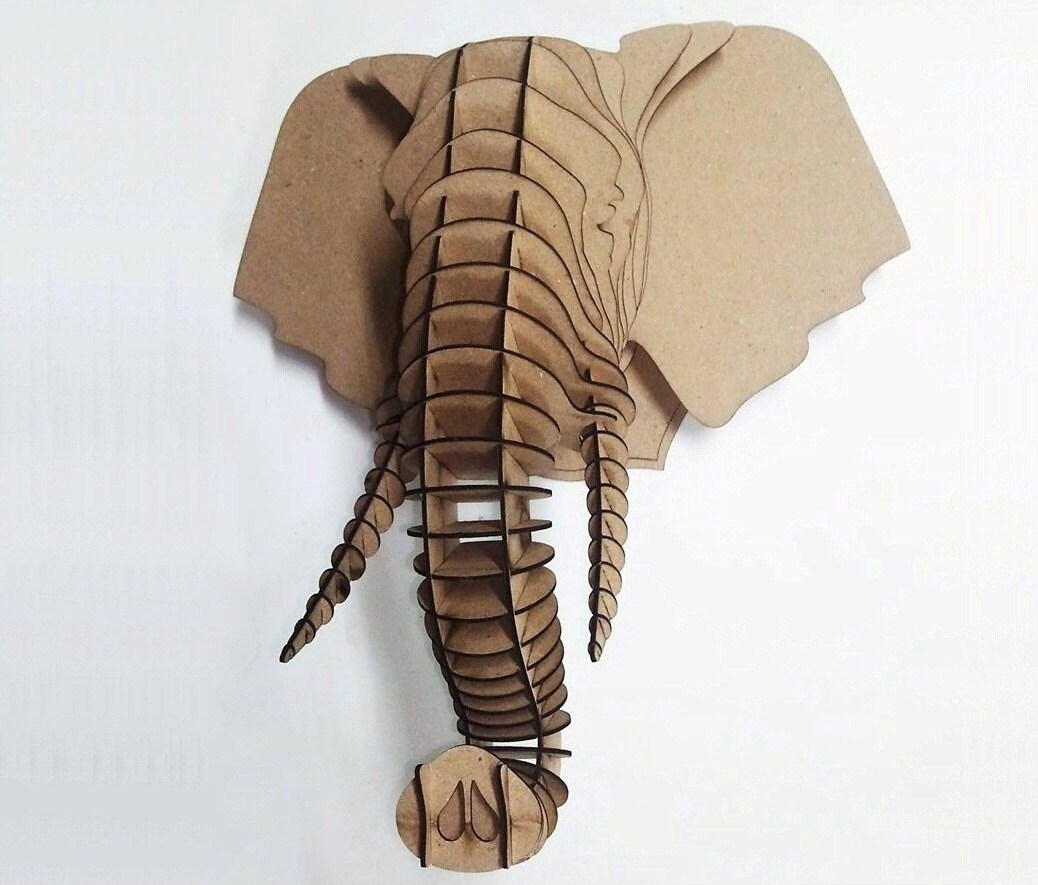Éléphant tête 3D Puzzle Animal tête MDF éléphant tête