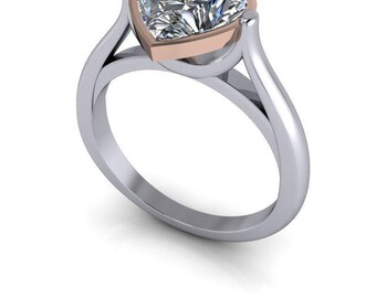 1.80 CTW Heart Shape Ring, Forever One Ring, Moissanite Ring, Modern Ring, Engagement Ring, Rose Gold Ring, Bezel Set Ring