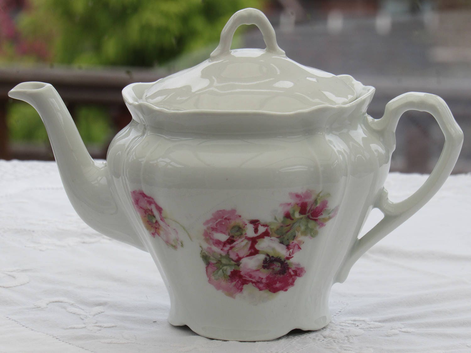 Vintage Teapot Victorian Teapot with Anemone Design Antique