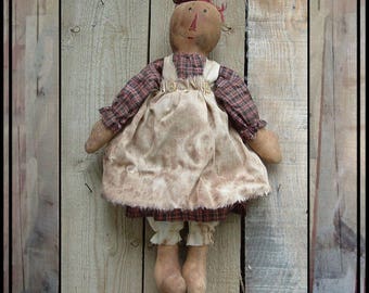 SALE mailed paper pattern simple Primitive folk art raggedy embroidery floss hair rag doll HAFAIR OFG faap 382