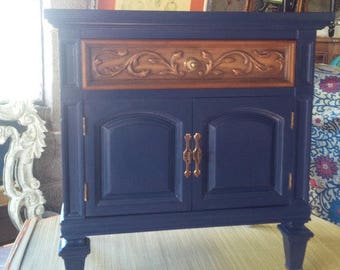 Nightstand Classy Accent Cabinet Vintage Wood Bedside Table Poppy Cottage PAINT to ORDER Painted Furniture