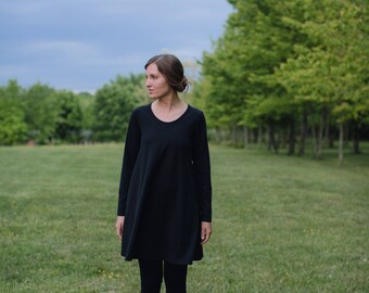 Womens Organic Cotton Jersey Knit Tunic Dress Made in the USA - Handmade to Order - Inspire