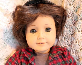 American Girl Custom Boy Doll Chocolate Brown Hair, Green Eyes & 5 Pc Outfit