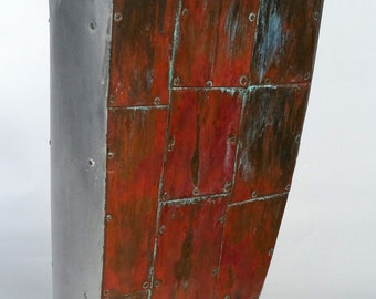 Copper Clad Wood Sculpture with Alabaster Stone
