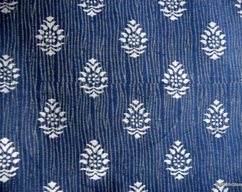 Cotton and Mulberry Silk Blend Paisley Hand Printed Fabric by yard