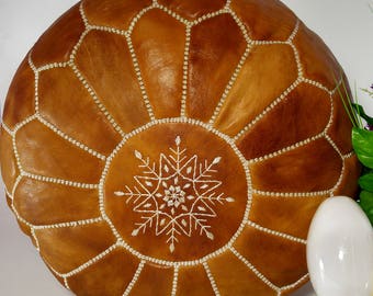 Beautiful HANDMADE Ottoman Moroccan pouf Leather Authentic Moroccan Pouf Handcrafted
