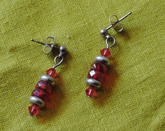 Padparadscha rondelle earrings