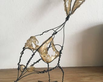 Wire Bird Sculpture with Gold Detail