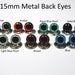 15mm Crystal Safety Crystal Eyes with Metal Backs - Choice of Colours - for Teddy Bear/Animal Soft Toy Making