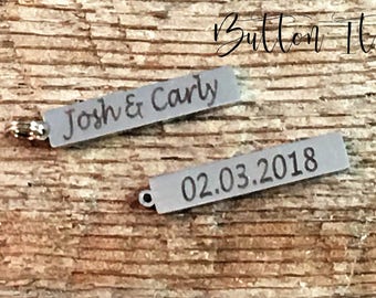 ADD a BAR charm to any BUTTONIT order - personalized charm, date charm, custom charm, add a charm, custom charm, personalized jewelry