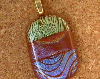 Brown Dichroic Pendant - Fused Glass Jewelry - Glass Pendant - Glass Jewelry - Dichroic Jewelry