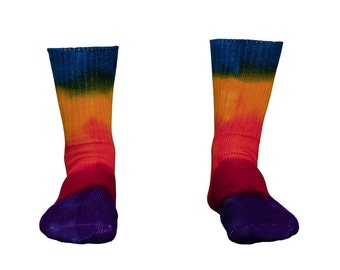 Bamboo Socks for Adults Tie Dye in Rainbow Stripes