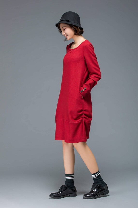 Tunic dress Wool dress knit dress knee length dress womens