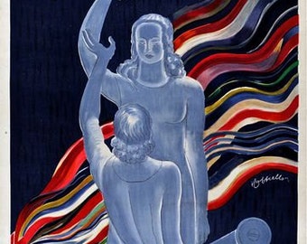 Vintage 1937 Paris Art Exhibition Poster A3 Print
