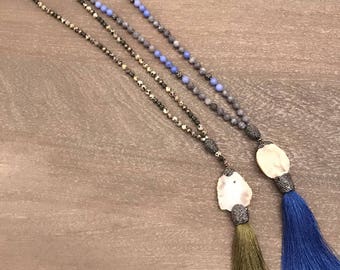 Gemstone tassel necklace