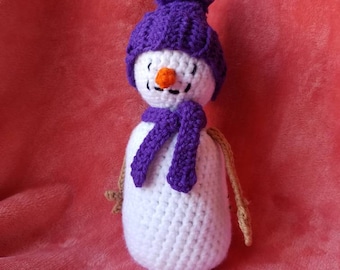 Crochet Weighted Bottom Snowman Plushie Decoration