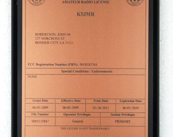Amateur Radio License Plaque - Copper & Black