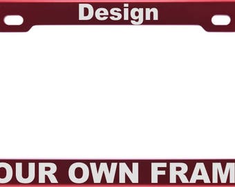 Red CUSTOM | Personalized Anodized ALUMINUM License Plate Frame | Laser Etched | FREE Caps