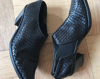 Vintage Woven Leather Western Ankle Bootie 6.5