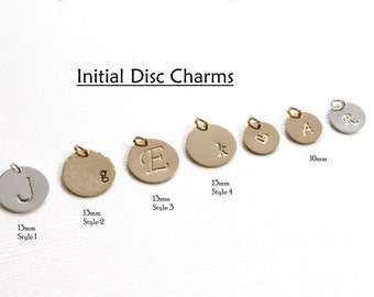 Initial Charms, Bracelet Charms, Necklace Charms, Disc Charms, Personalized Charms, Small Circle Tags, Gold Coins, Silver Charm for Bracelet