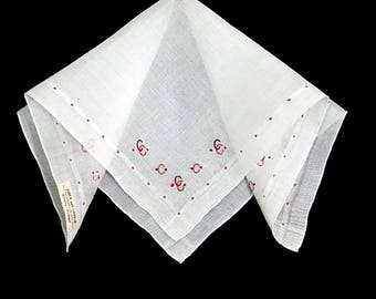 C Monogram Madeira Linen Handkerchief Paper Label