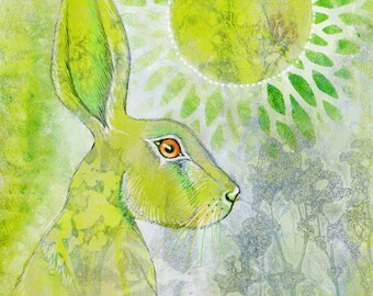 Among the wildflowers: Art print of original gelatin monoprint