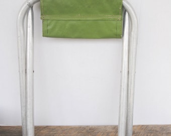Vintage Camping Fishing Outdoor Stool Vinyl Seat Aluminum Legs