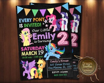My Little Pony Invitation, My Little Pony Birthday Invitation, My Little Pony, My Little Pony Printable, My Little Pony Card