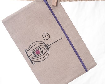 Bird Cage Zipper Pouch Made to Order