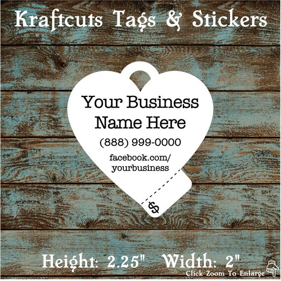 Price Tags Hang Tags Heart Perforated Custom #623 - Quantity: 30 Tags