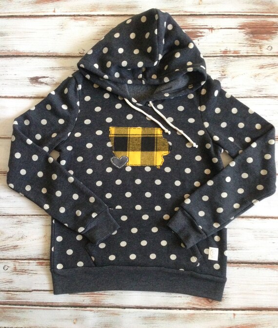 Women's Gray and Ivory Polka Dot Hoodie with Buffalo
