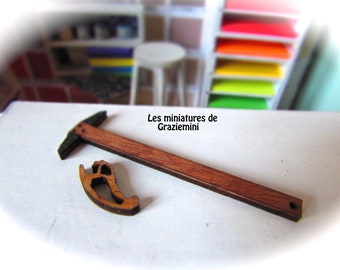Miniature T rule and Curved rule -scale 1:12-Dollhouse miniatures