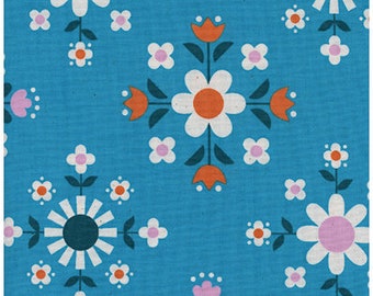Florametry in Bright Blue - Welsummer by Kim Kight - Cotton + Steel fabric