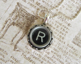 The Letter R Vintage Typewriter Key Necklace Pendant