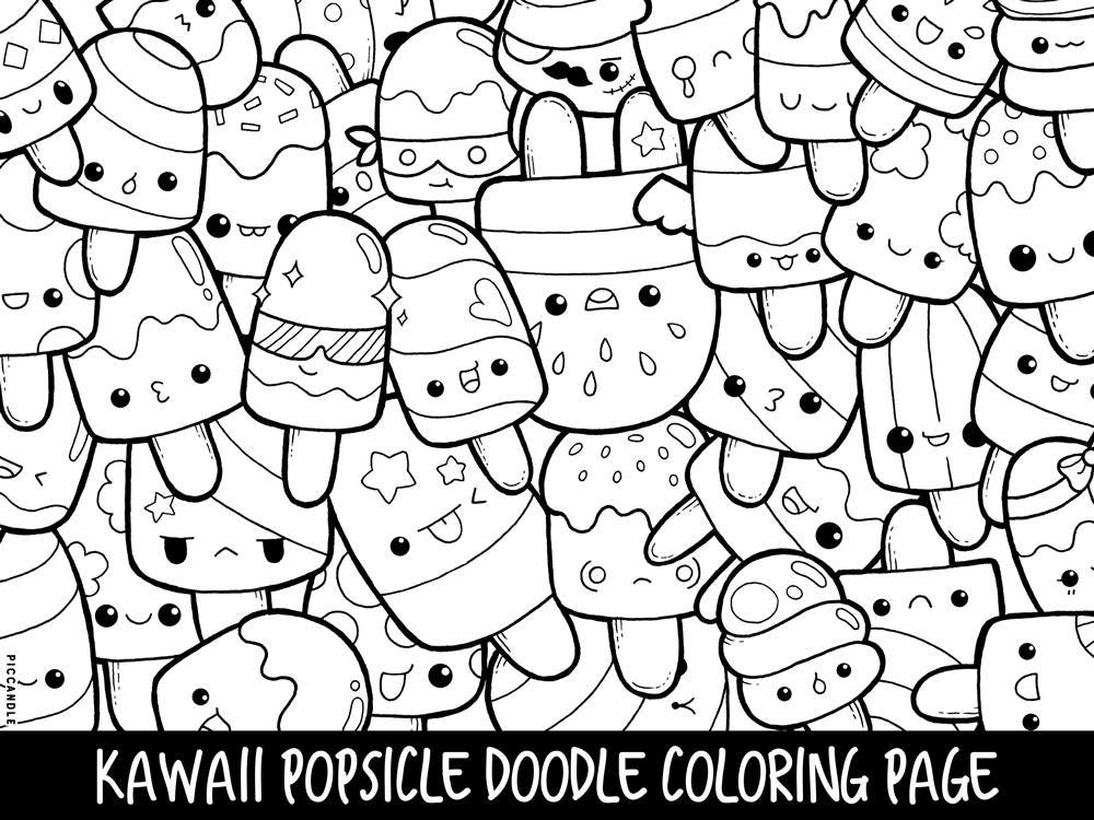 Download Popsicle Doodle Coloring Page Printable Cute/Kawaii Coloring