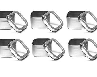 6 pcs 4 oz. Clear Top Square Tins