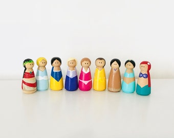 Hand Painted Peg Doll Princesses