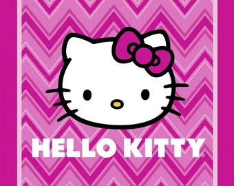 Hello Kitty Fabric, Hello Kitty Fabric : Sanrio Hello Kitty Chevron Panel Quilt Top 100% cotton Fabric by the PANEL 36"x43"(SC72)